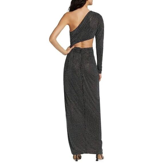 Ronny Kobo Lorinna Metallic Cut Out Slit Gown - Picture 4 of 11